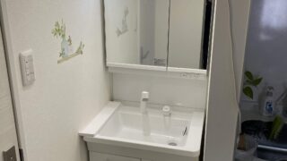 【広島市｜洗面台交換工事（TOTO Vシリーズ W600・2面鏡）】